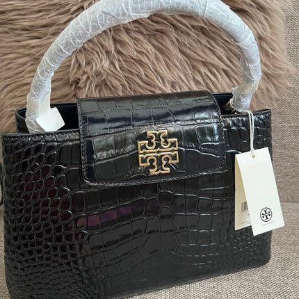 Preloved Authentic Tory Burch Britten Embossed Satchel in Black