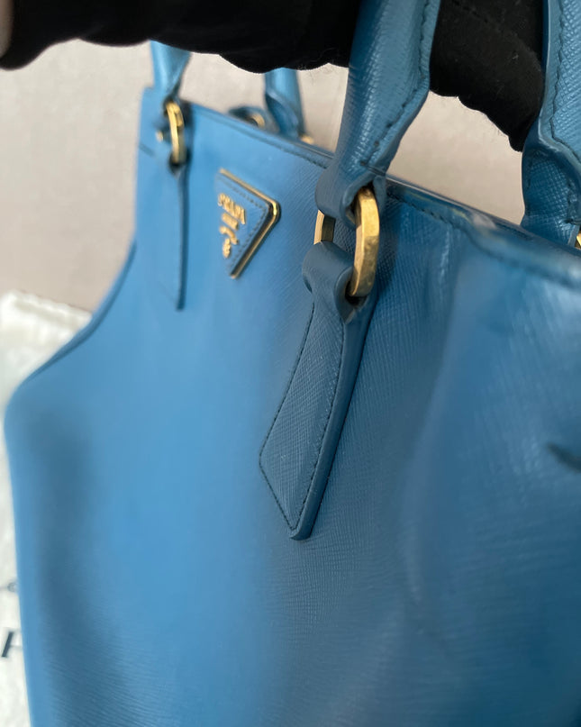 Preloved Authentic Prada Light Blue Galleria Tote Bag