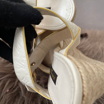 Preloved Authentic Louis Vuitton White Monogram Wedge Sandals in 36.5