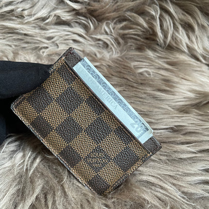 Pre-Owned Louis Vuitton Card Holder Damier Ebene Canvas