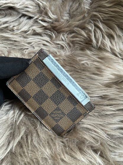 Pre-Owned Louis Vuitton Card Holder Damier Ebene Canvas