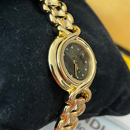 Preloved Authentic Fendi Mother of Pearl Gold Watch