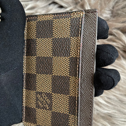 Pre-Owned Louis Vuitton Card Holder Damier Ebene Canvas