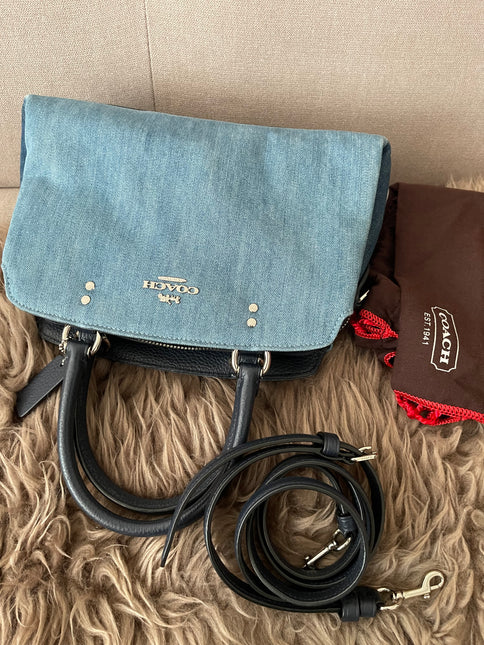 Authentic Preloved Coach Mini Lillie Carryall (Denim Multi)