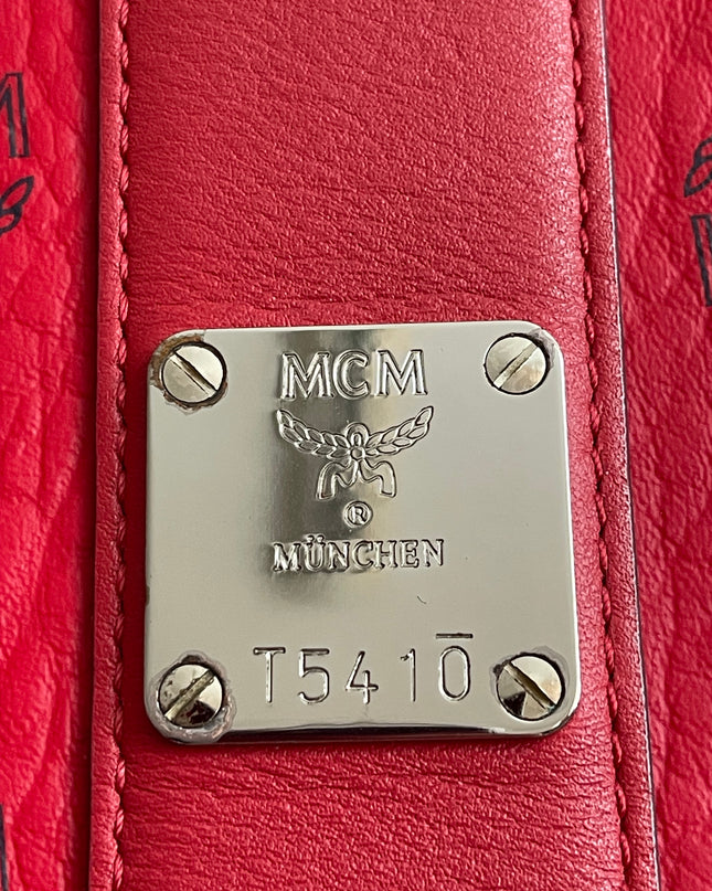 Preloved Authentic MCM Visetos Reversible Liz Shopper Tote – Ruby Red