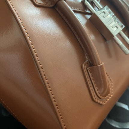 Preloved Authentic Givenchy Antigona Lock Mini — Caramel Smooth Leather