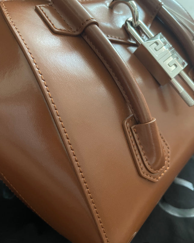 Preloved Authentic Givenchy Antigona Lock Mini — Caramel Smooth Leather