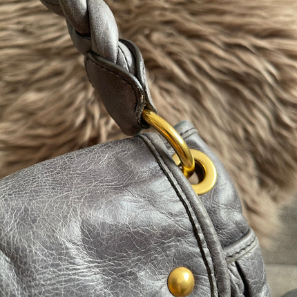 Preloved Authentic Miu Miu Coffer Bag – Slate Blue Distressed Leather