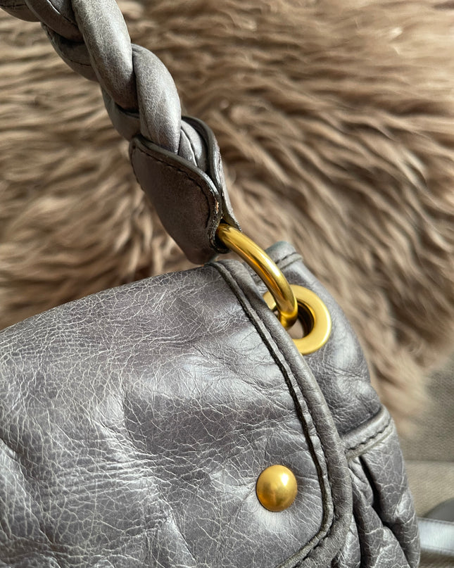 Preloved Authentic Miu Miu Coffer Bag – Slate Blue Distressed Leather