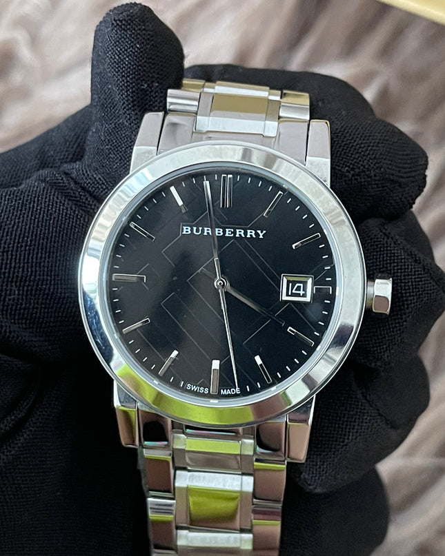 Preloved Authentic Rank N Burberry The City BU9001 stainless steel watch with a black dial.