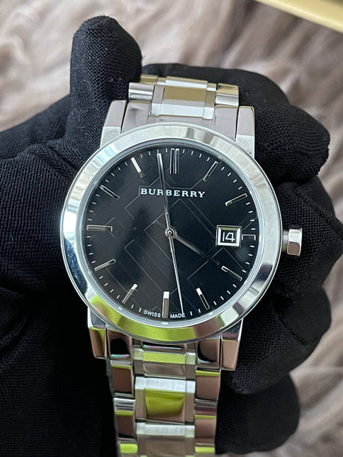 Preloved Authentic Rank N Burberry The City BU9001 stainless steel watch with a black dial.