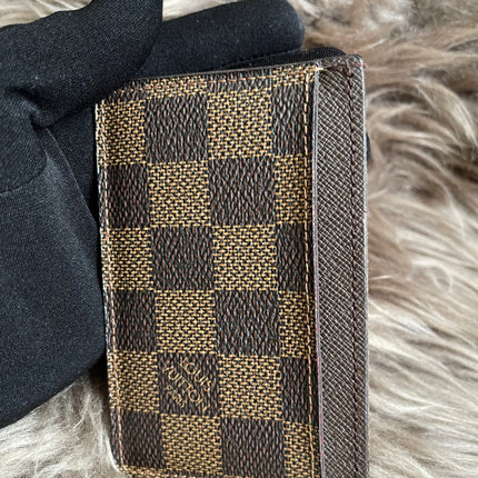Pre-Owned Louis Vuitton Card Holder Damier Ebene Canvas