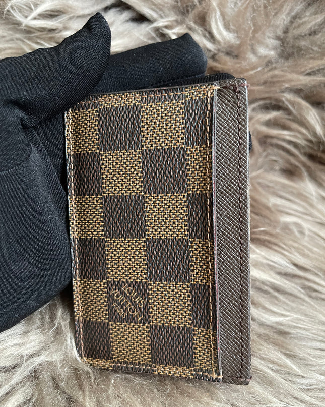 Pre-Owned Louis Vuitton Card Holder Damier Ebene Canvas