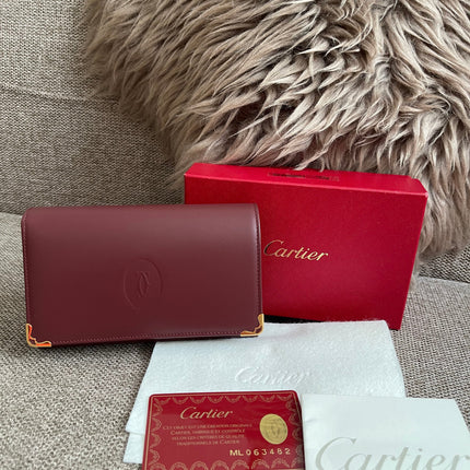 Preloved Authentic Cartier Must de Cartier Long Wallet in Bordeaux