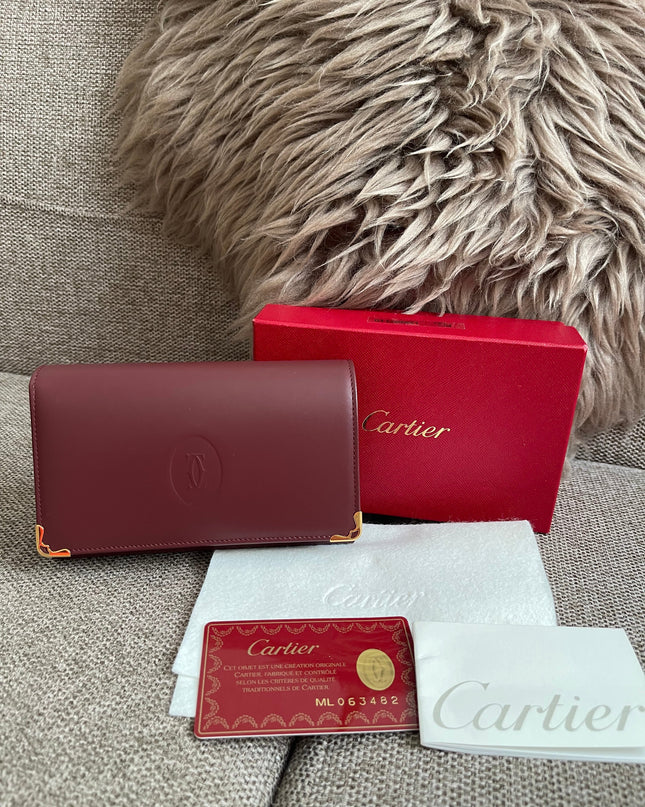 Preloved Authentic Cartier Must de Cartier Long Wallet in Bordeaux