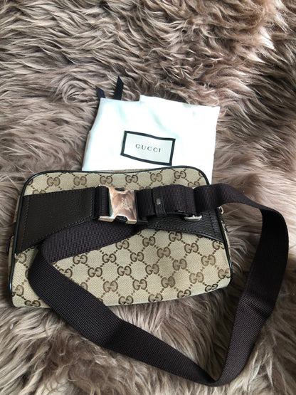 Preloved Gucci Waist Belt Bag GG Canvas