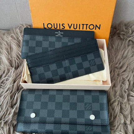 Preloved Authentic Rank A- Louis Vuitton Damier Graphite long wallet with removable insert