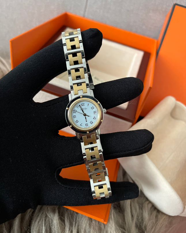 Preloved Authentic Hermès Clipper Watch 2 tone