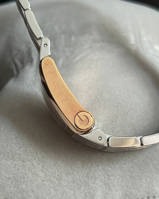 Preloved Authentic Gucci 8600L Ladies Watch — Two-Tone Rose Gold & Silver GG Dial