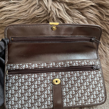 Preloved Authentic Christian Dior Trotter long wallet in brown logo monogram canvas