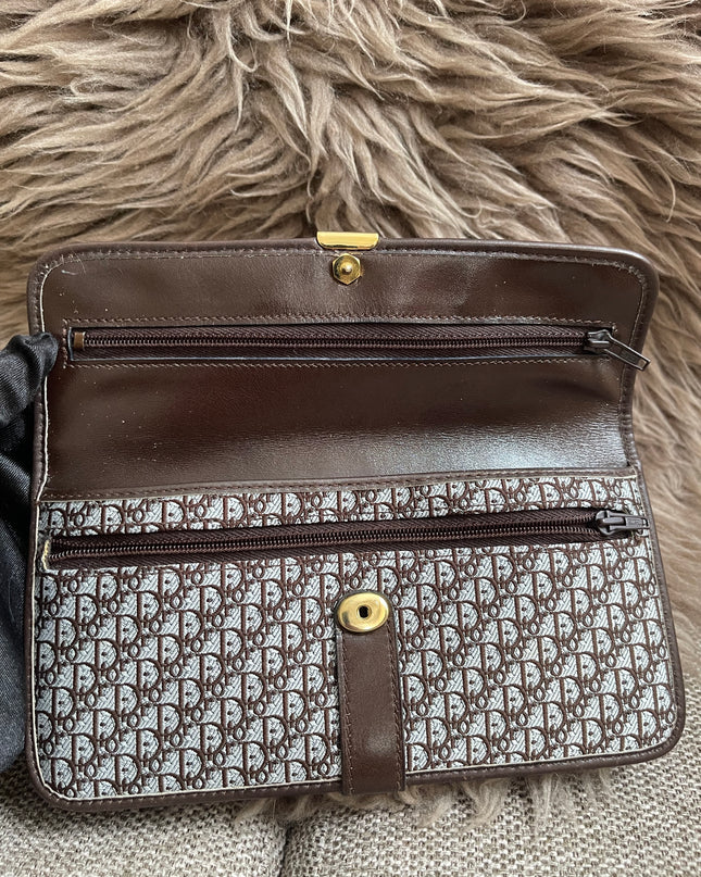 Preloved Authentic Christian Dior Trotter long wallet in brown logo monogram canvas