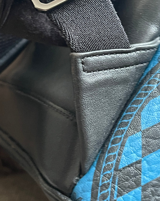 Preloved Authentic MCM Stark Backpack in Blue Black Visetos