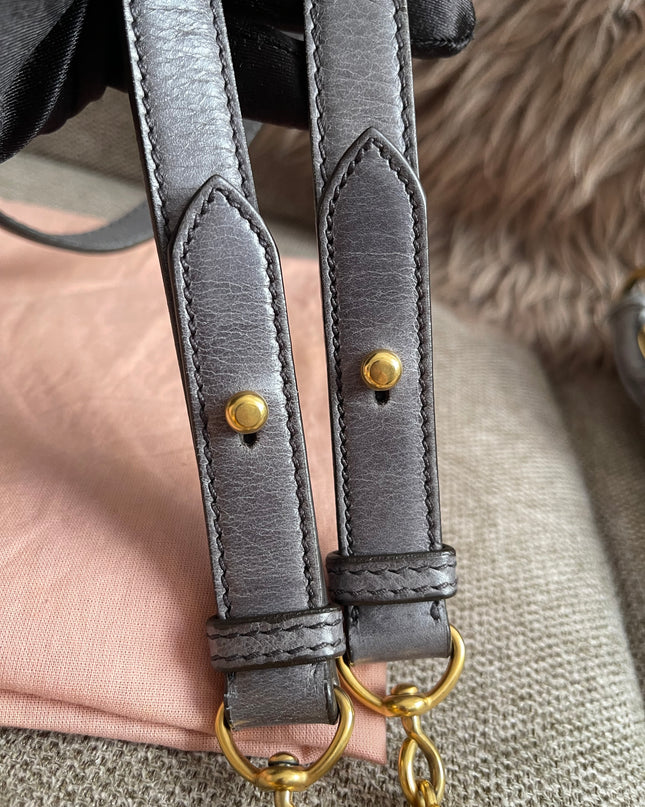 Preloved Authentic Miu Miu Coffer Bag – Slate Blue Distressed Leather