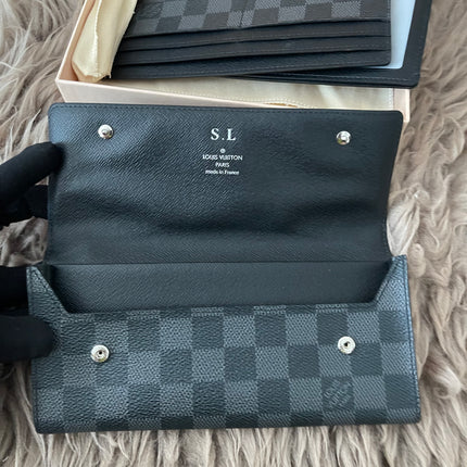 Preloved Authentic Rank A- Louis Vuitton Damier Graphite long wallet with removable insert