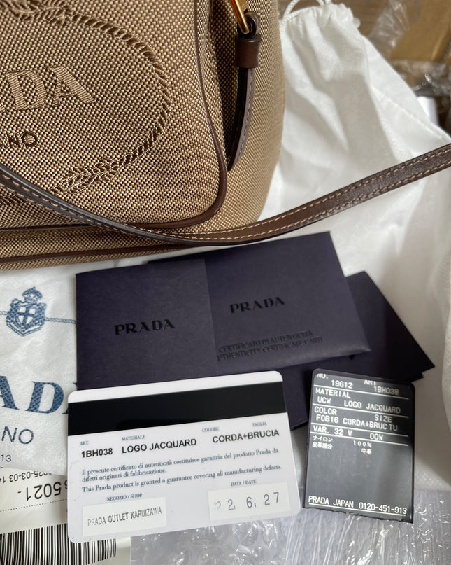Preloved Prada  2021 Logo Jacquard Bucket Bag