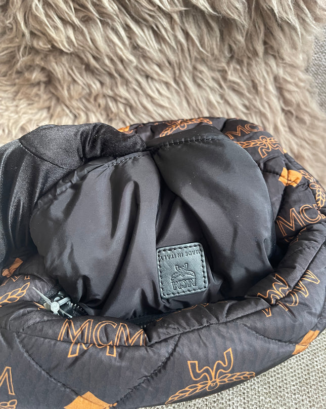Preloved Authentic MCM Aren Hobo Bag Black Fabric