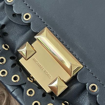 Preloved Authentic Michael Kors Black Leather Small Sloan Studded Chain Shoulder Bag