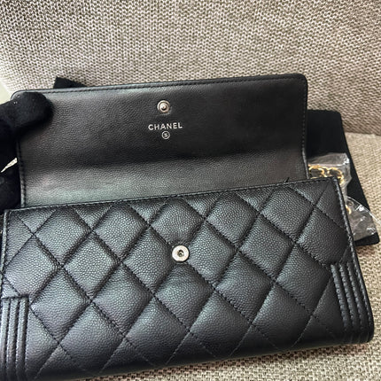 Preloved Authentic Chanel Boy Long Wallet with Chain Strap (WOC Style)