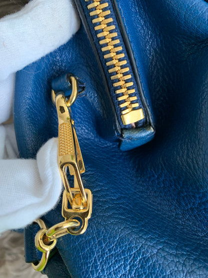 Miu Miu Two Tone Blue Madras Leather Doctor Satchel