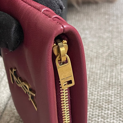 Preloved Authentic Saint Laurent Monogram Zipped Card Case — Burgundy