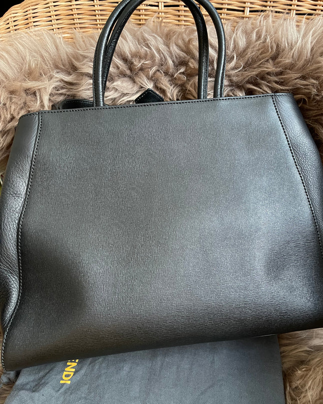 Preloved Fendi 2 Jours Bag Medium in Black w/initial