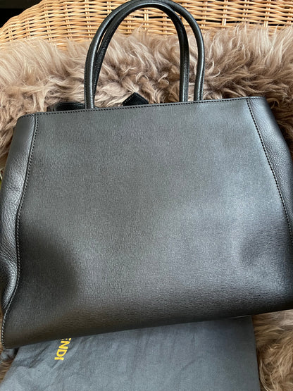Preloved Fendi 2 Jours Bag Medium in Black w/initial