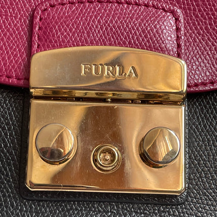 Preloved Authentic Furla Metropolis Mini Crossbody Bag Bicolor Black Fuchsia