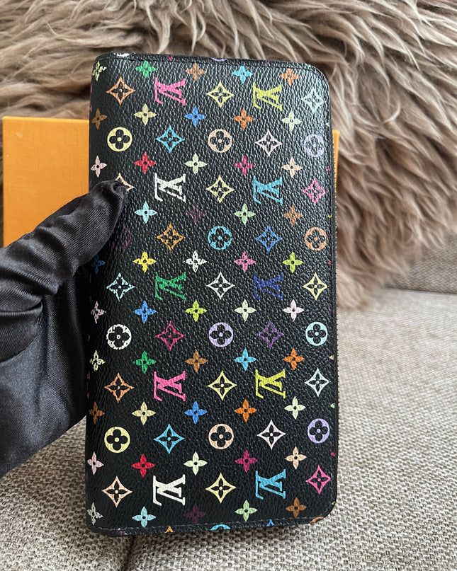 Preloved Authentic Louis Vuitton Zippy Wallet – Multicolor Monogram Black (Murakami) with Box