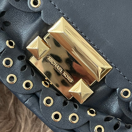 Preloved Authentic Michael Kors Black Leather Small Sloan Studded Chain Shoulder Bag