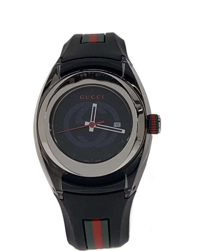 Preloved Authentic GUCCI SYNC/Sherry Line/Wristwatch/Analog/Rubber/BLK/137.3