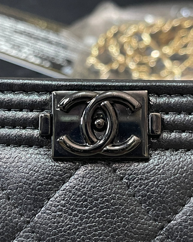 Preloved Authentic Chanel Boy Long Wallet with Chain Strap (WOC Style)