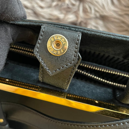 Preloved Fendi 2 Jours Bag Medium in Black w/initial