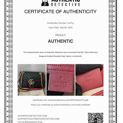 PRELOVED AUTHENTIC GUCCI GG Mini Marmont Matelassé Bag in BLK/RED
