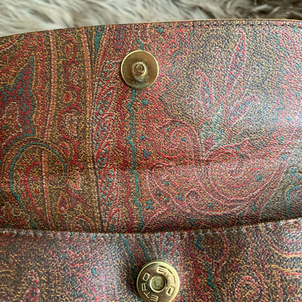 Etro Multicolor Paisley Coated Canvas and Leather Flap Crossbody Bag