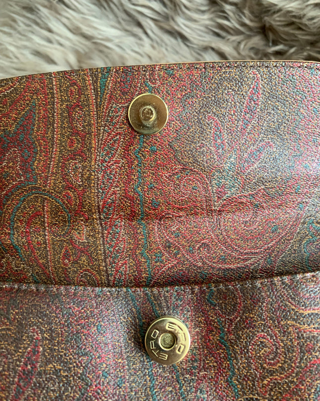 Etro Multicolor Paisley Coated Canvas and Leather Flap Crossbody Bag