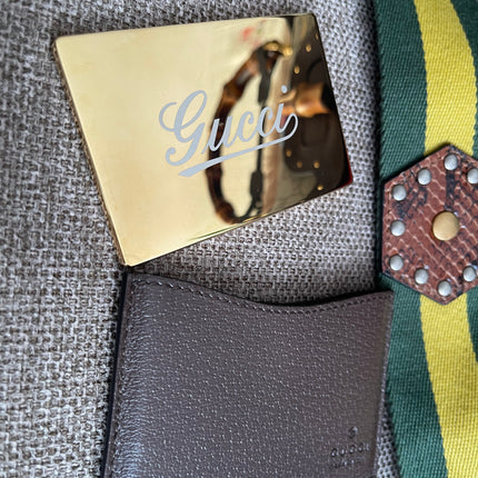 Preloved Authentic Gucci GG Supreme Canvas Leather and Python Medium Bamboo 1947 Top Handle Bag