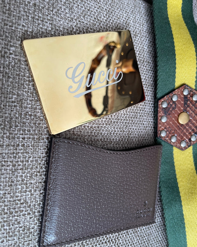 Preloved Authentic Gucci GG Supreme Canvas Leather and Python Medium Bamboo 1947 Top Handle Bag
