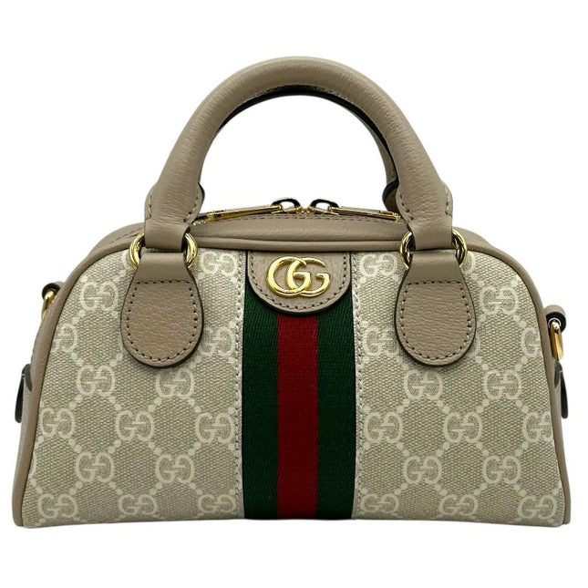 Preloved Authentic Rank A Gucci Ophidia Top Handle Mini 724606 Beige GG Supreme Women's Shoulder Bag