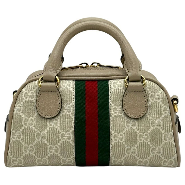 Preloved Authentic Rank A Gucci Ophidia Top Handle Mini 724606 Beige GG Supreme Women's Shoulder Bag