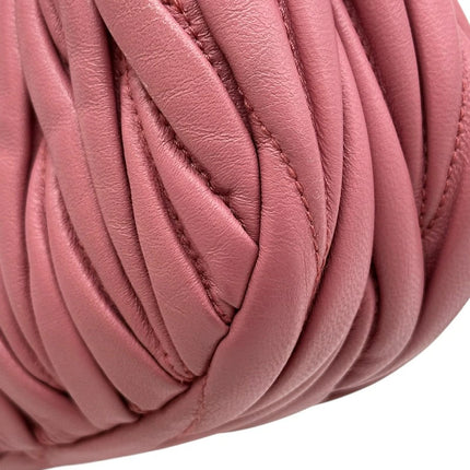 Preloved Authentic Rank A  Miu Miu Wonder Matelassé Hobo Mini Bag 5BP078 in pink with gold hardware and nappa leather